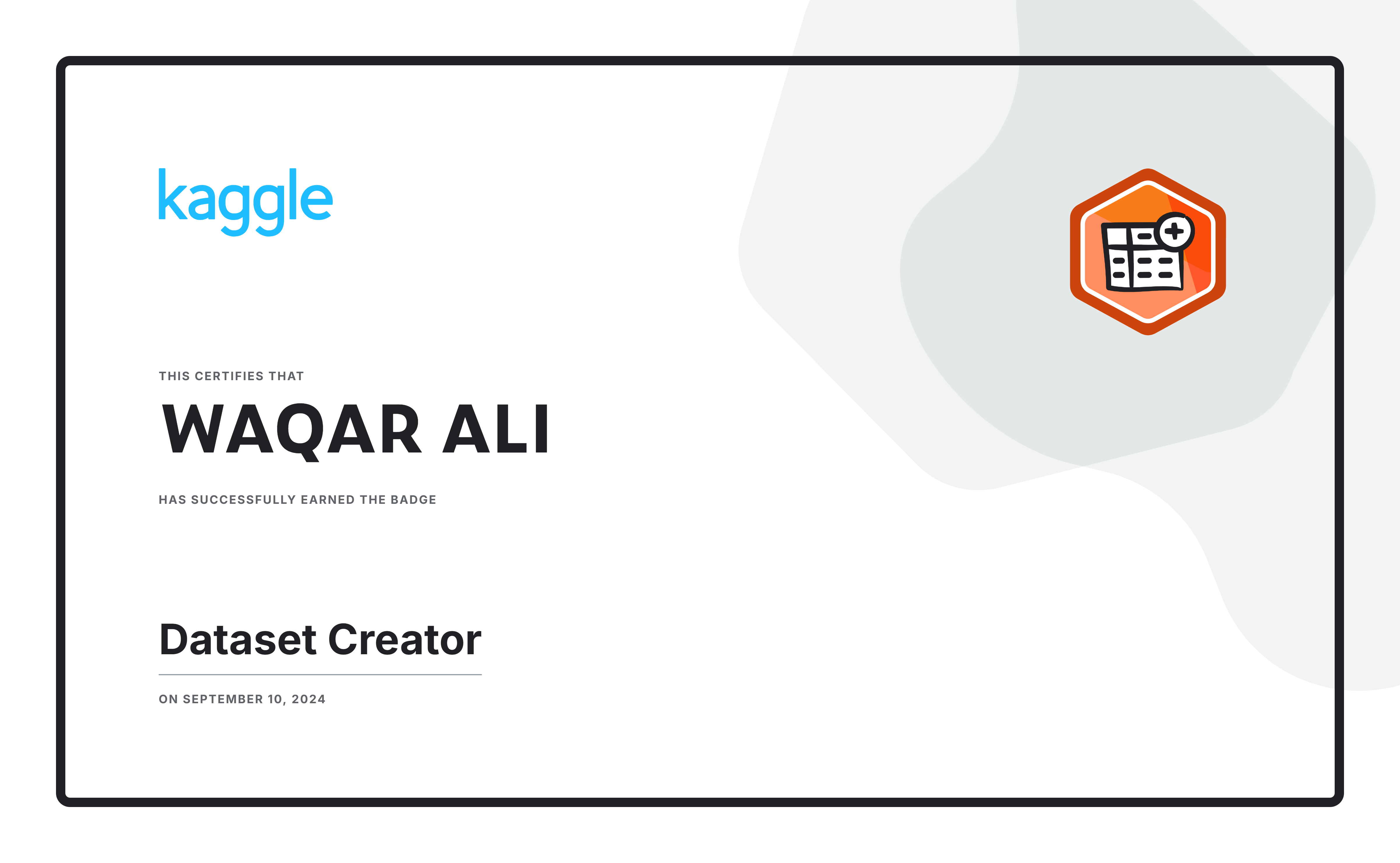 Kaggle Dataset Creator badge